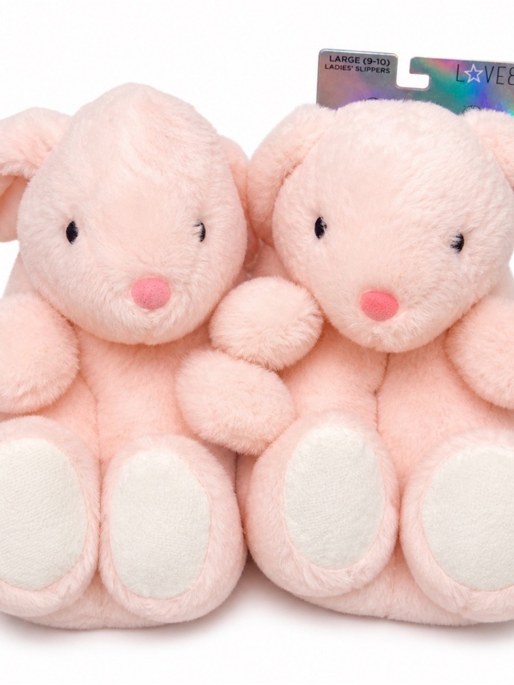 Pink Bunny Slippers Plush Animal‎ House Shoes Women’s Size L (9–10) NEW